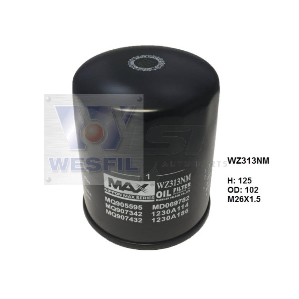 1 x Wesfil Oil Filters WZ313NM for Mitsubishi Mazda Ford Oil Filter
