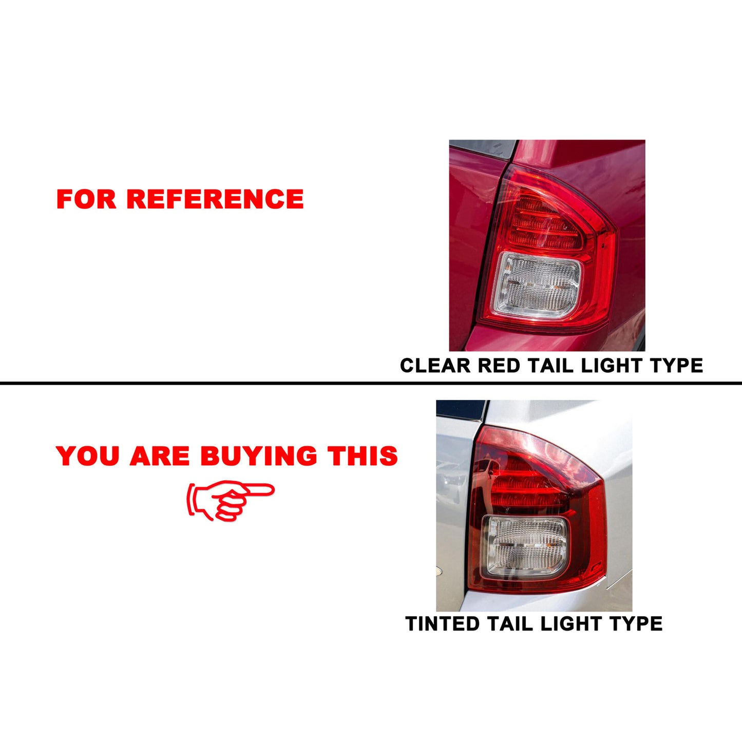 LH Left Tail Light Rear Lamp (LED Tinted Red) For Jeep Compass MK 2012~2016