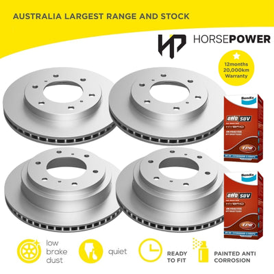 Full Set F+R Bendix Brake Pads + Disc Rotors for Mitsubishi Pajero NM NP 00-06
