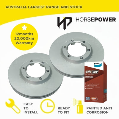 Front Brake Disc Rotors + Bendix Brake Pads for Isuzu D-MAX TFR85 3.0TD 08- May 12