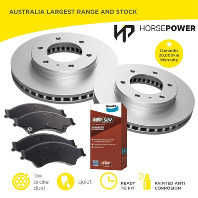 Front Bendix 4WD Brake Pads and Disc Rotors for Ford RANGER PX PY Mazda BT-50 UP UR 2011-2026