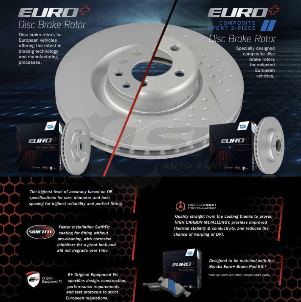 Bendix Euro + Front Disc Brake Rotors for BMW X3 F25 X4 F26 xDrive20 28 30 35 Brake Disc Rotors