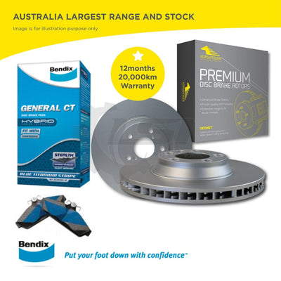 Bendix Front Brake Pad And Premium Rotors For Ford Falcon Ba Including Ute 02-05 Disc Kit