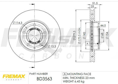 Fremax Front Brake Pads And Disc Rotor Set For Mazda 3 Bm 2.0 2.2 14-16 280Mm Kit