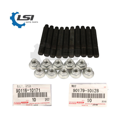 Genuine Toyota Landcruiser Hdj 100 105 4.2L 1Hdt Exhaust Manifold Stud Nut Set Bolt