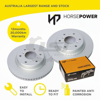 Horsepower Geomet Coated Front Brake Disc Rotors and Brake Pads for Haval H9 2.0 2015-on Brake Disc Rotors