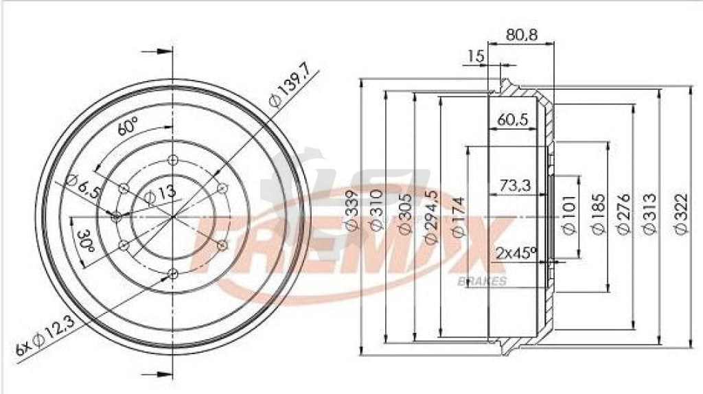Rear Brake Drum Pair For Holden Rodeo Ra 2003-2008 With High Ride Suspensions