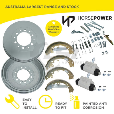 Rear Brake Drums + Shoes + Wheel Cylinders Kit for Hilux GGN25 KUN26 GUN135 4X4 Drum Brake Kit