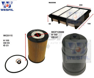 Wesfil Oil Air Filter Set For Hyundai I30 Service Kit