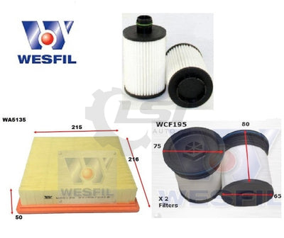 Wesfil Oil Air Filter Set For Jeep Grand Cherokee Wk 2013- Service Kit