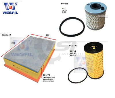 Wesfil Oil Air Filter Set For Renault Master X62 Service Kit