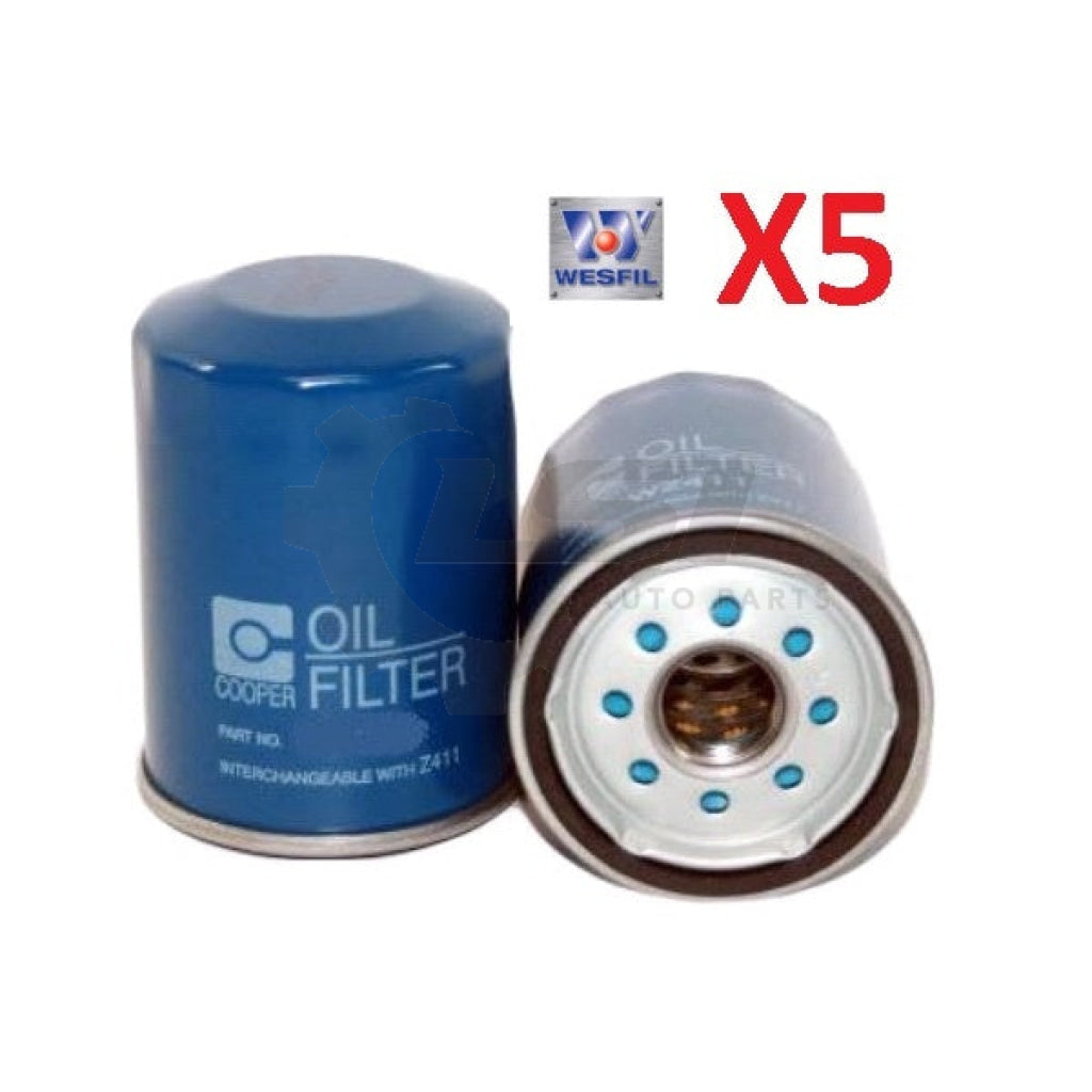5 x Wesfil Oil FILTERs for LIBERTY IMPREZA FORESTER LANCER PAJERO 323 XV Z411 Oil Filter