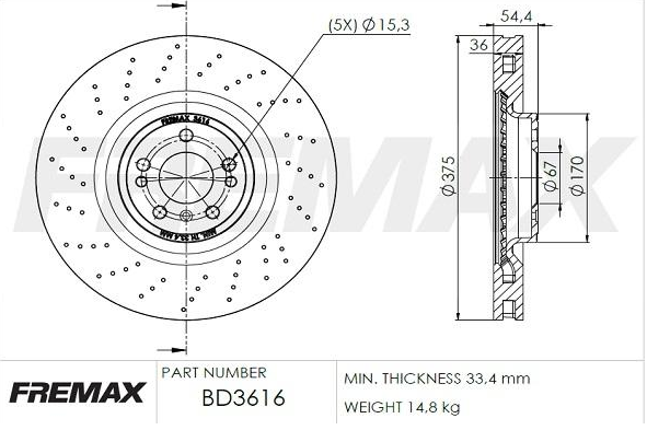 Front Brake Pads and CROSS DRILLED 375mm Disc Rotors set for MB ML250 12-15 W166