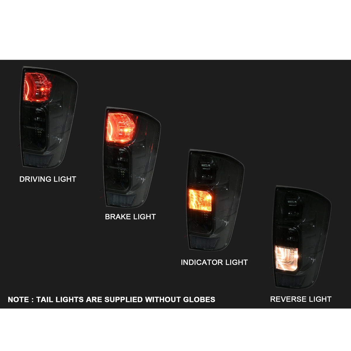 Smoked Black Pair LH+RH Tail Light Lamp Nissan Navara NP300 D23 15~25