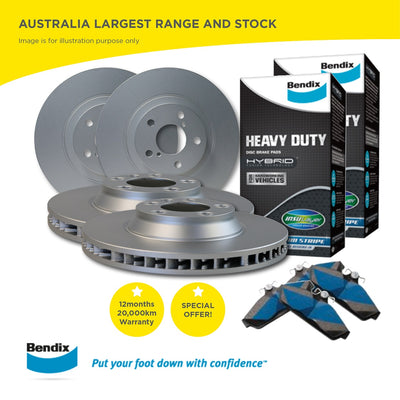 Front and Rear Bendix HD Brake Pads and Disc Rotors Full Set for PRADO GRJ120 KZJ120 KDJ12