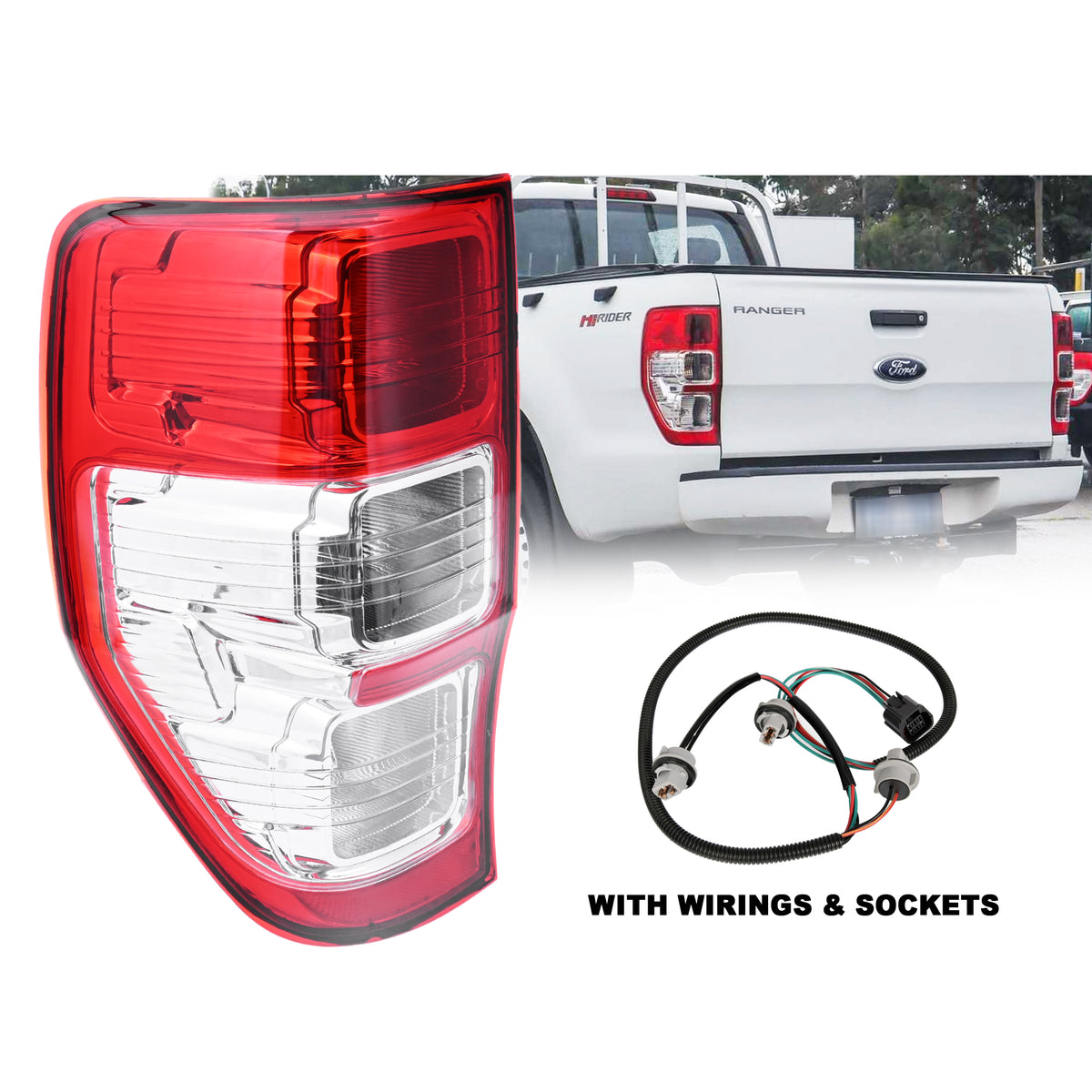 LH Left Tail Light Lamp Chrome For Ford Ranger PX 2011~2022 XL XLS XLT