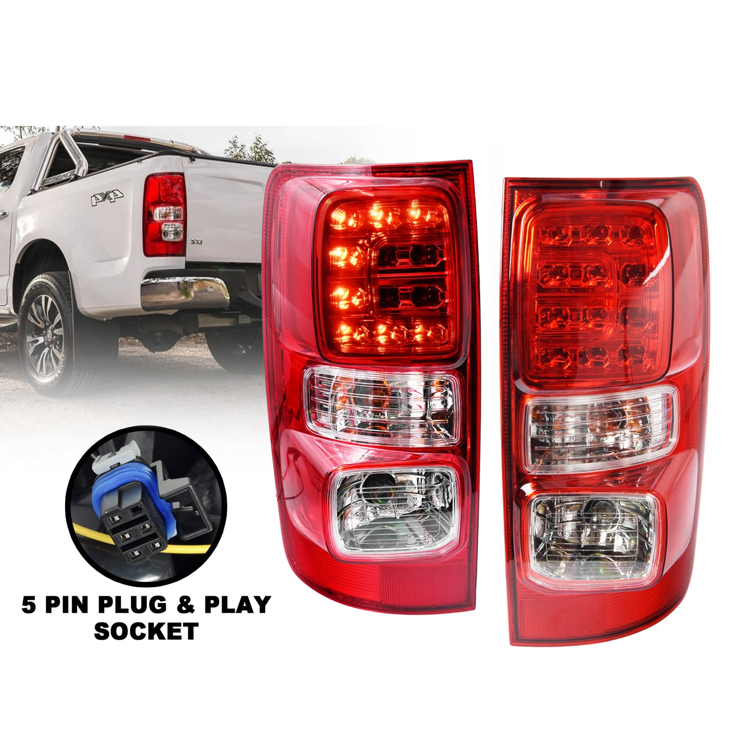 Pair LH+RH Tail Light Rear Lamp With LED For Holden Colorado RG 2012~2020 Ute