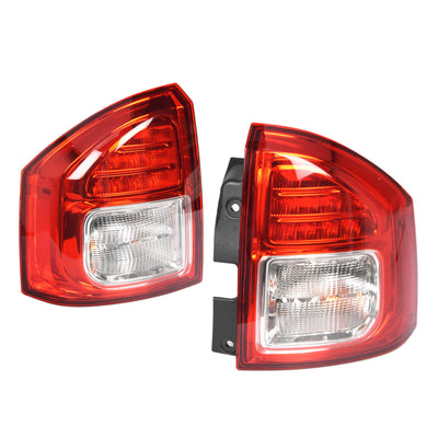 Pair LH+RH Tail Light Lamp (LED Non Tinted Red) For Jeep Compass MK 2012~2016