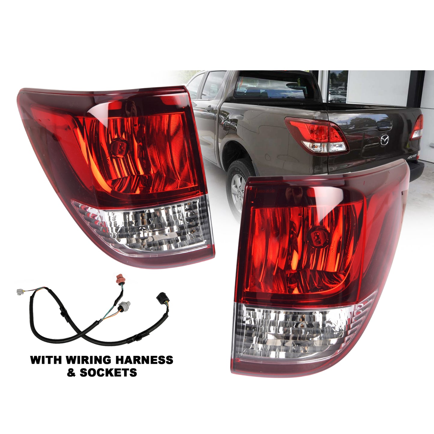 Pair LH+RH Upper Tail Light Rear Lamp For Mazda BT-50 UR 2015~2020 AU SPEC