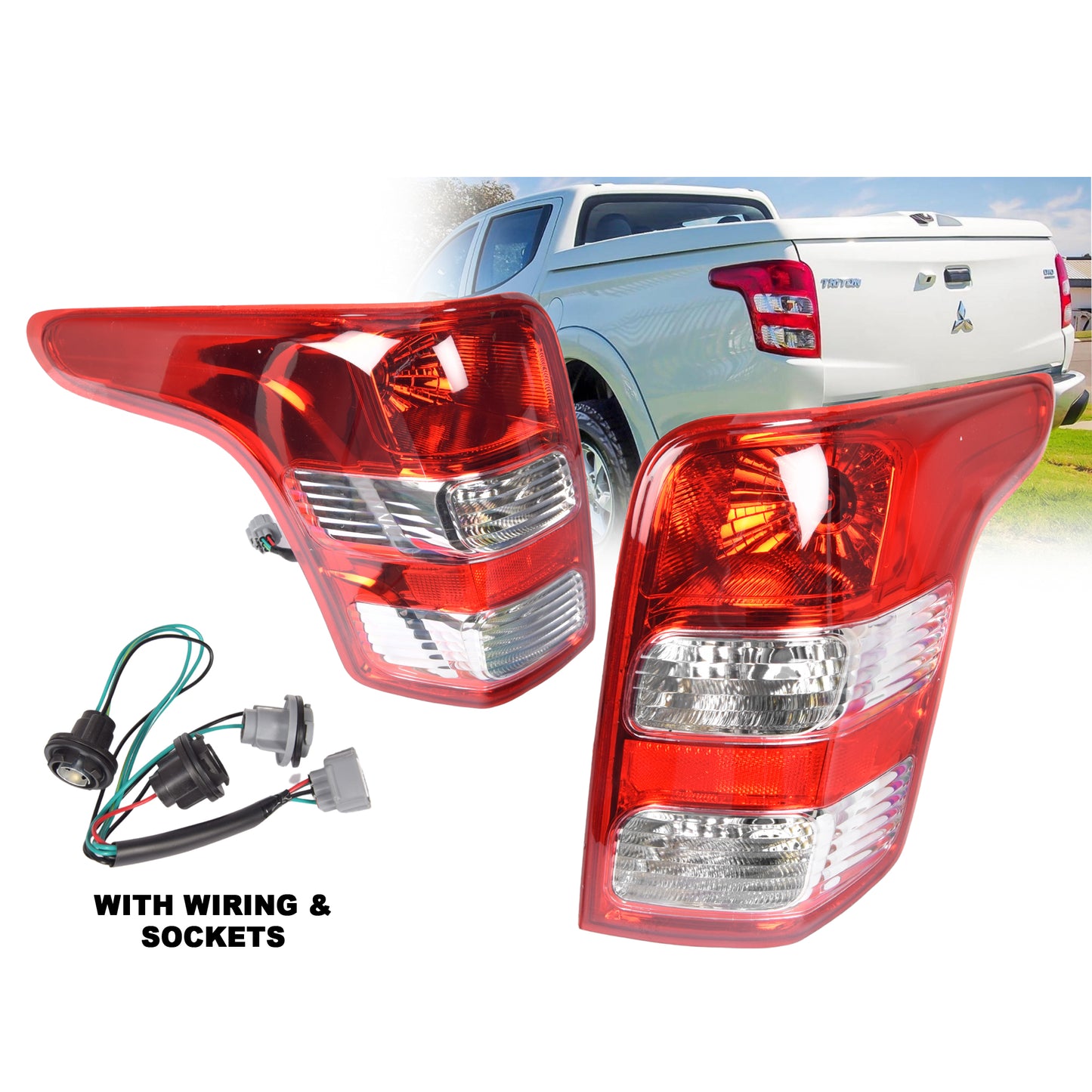 Pair LH+RH Tail Light Rear Lamp For Mitsubishi Triton Ute MQ 2015~2018