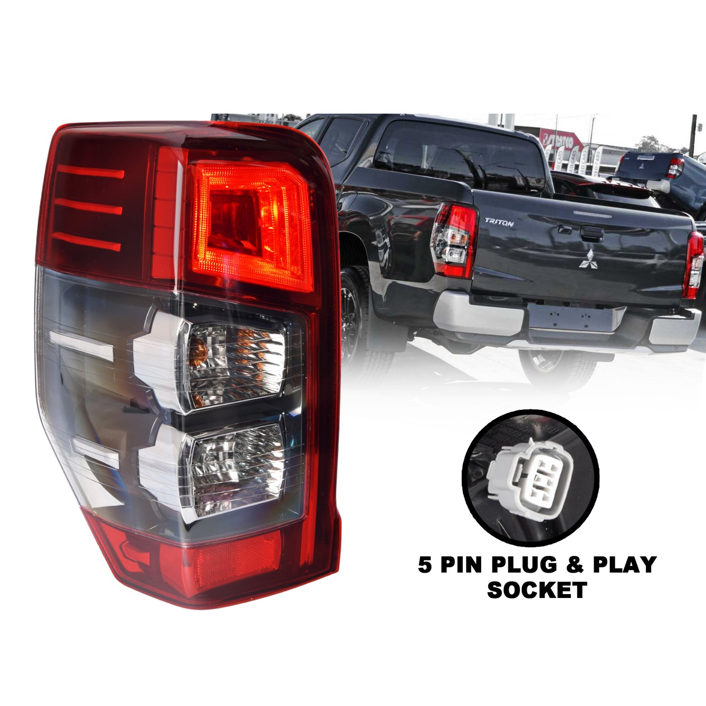 Pair LH+RH Tail Light Rear Lamp LED For Mitsubishi Triton MR 18~23 GLX