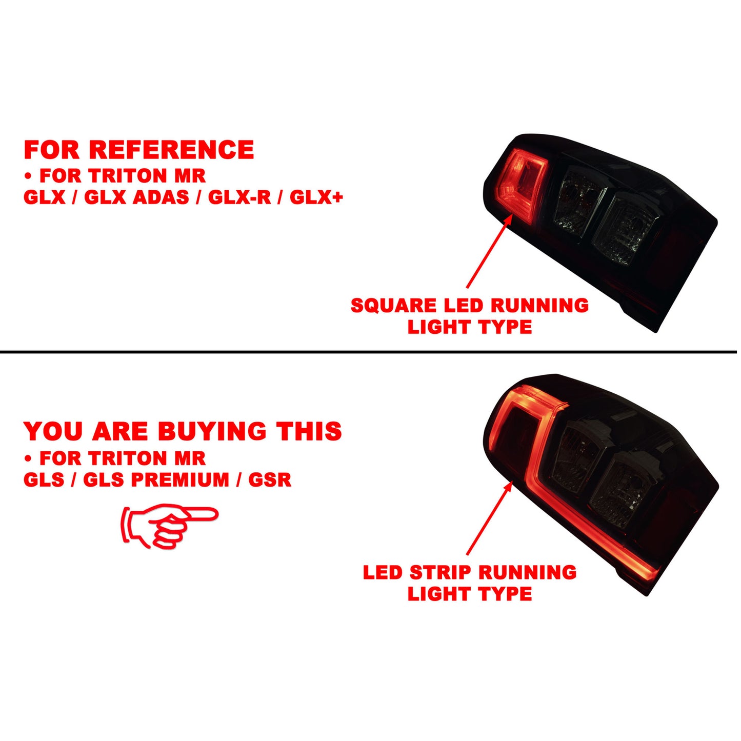 Pair LH+RH Tail Light Lamp LED ASSY For Mitsubishi Triton MR 18~23 GLS GSR