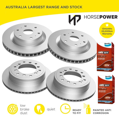 F+R Brake Rotors Bendix Pads for Toyota Landcruiser Prado 150 KDJ GRJ GDJ