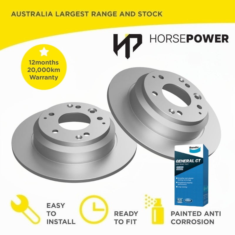 Rear Bendix Brake Pads and Rotors Set for Honda Odyssey RB3 2.4L 10/2008-01/2014