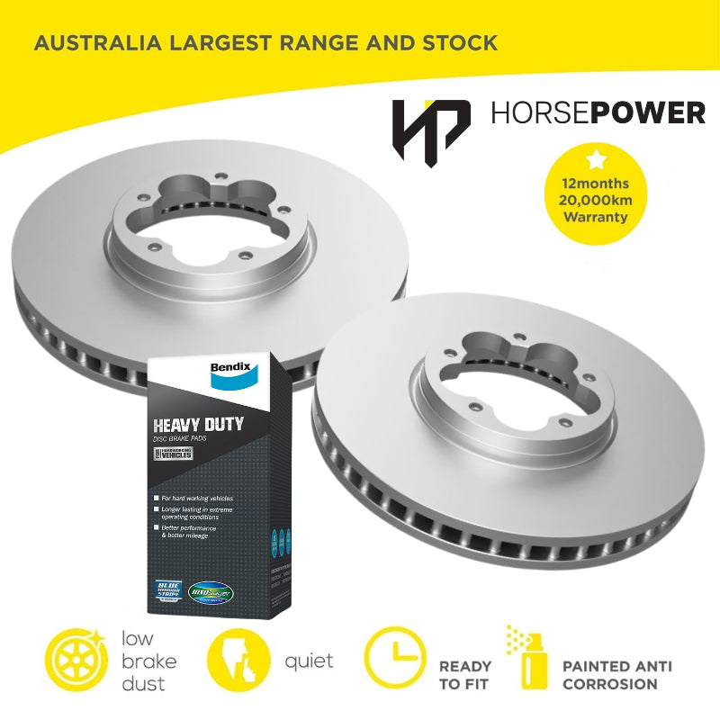 Front Bendix HD Brake Pads and Disc Rotor for Ford TRANSIT 2.0 2.2 VO VN Diesel 18-on