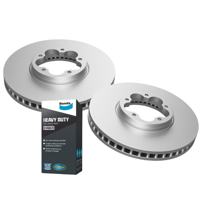 Front Bendix HD Brake Pads and Disc Rotor for Ford TRANSIT 2.0 2.2 VO VN Diesel 18-on