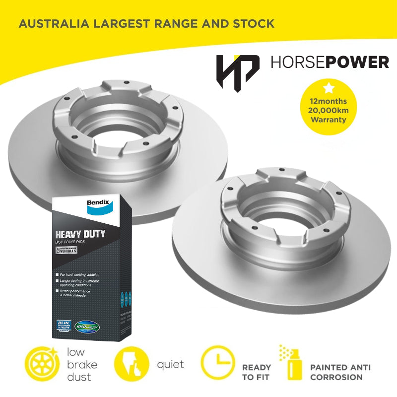Rear Bendix HD Brake Pads and Disc Rotor for Ford TRANSIT 2.0 2.2 VO VN Diesel 18-on