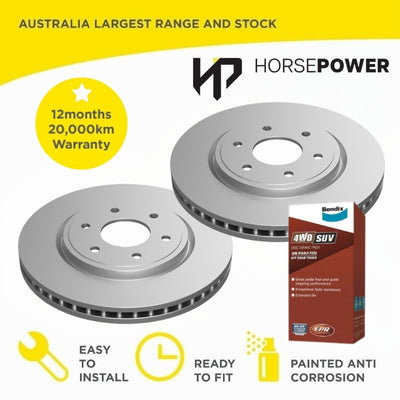 Front Bendix Brake Pads & Rotors Set for Nissan Pathfinder R51 2.5TD 4.0L 2005 -