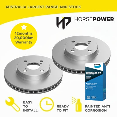 Front Bendix GCT Brake Pads and Disc Rotors for Toyota Prius NHW10R NHW11R 97-03