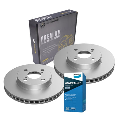 Front Bendix GCT Brake Pads and Disc Rotors for Toyota Prius NHW10R NHW11R 97-03