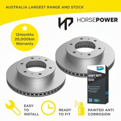 Front Bendix Heavy Duty Brake Pad + Rotor for HILUX 4WD KUN26 01/2012-09/2015
