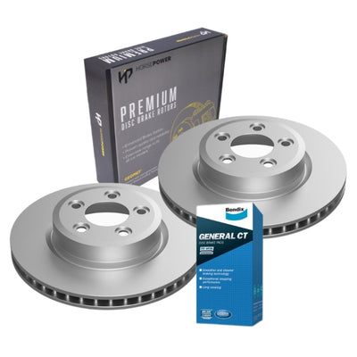 Front Rotors and Bendix Brake Pads Set for Ford FAIRLANE BF 5.4 V8 2005 -