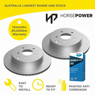 Rear Brake Disc and Bendix Brake Pads for Nissan Murano Z50 Z51 3.5L 08/05-01/16