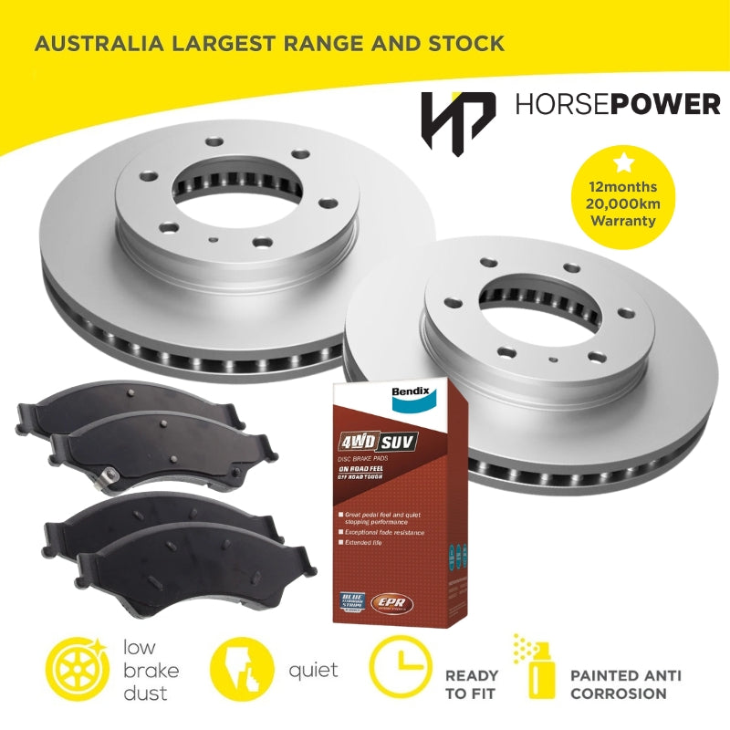 Front Bendix 4WD Brake Pads and Disc Rotors for Ford RANGER PX PY Mazda BT-50 UP UR 2011-2026