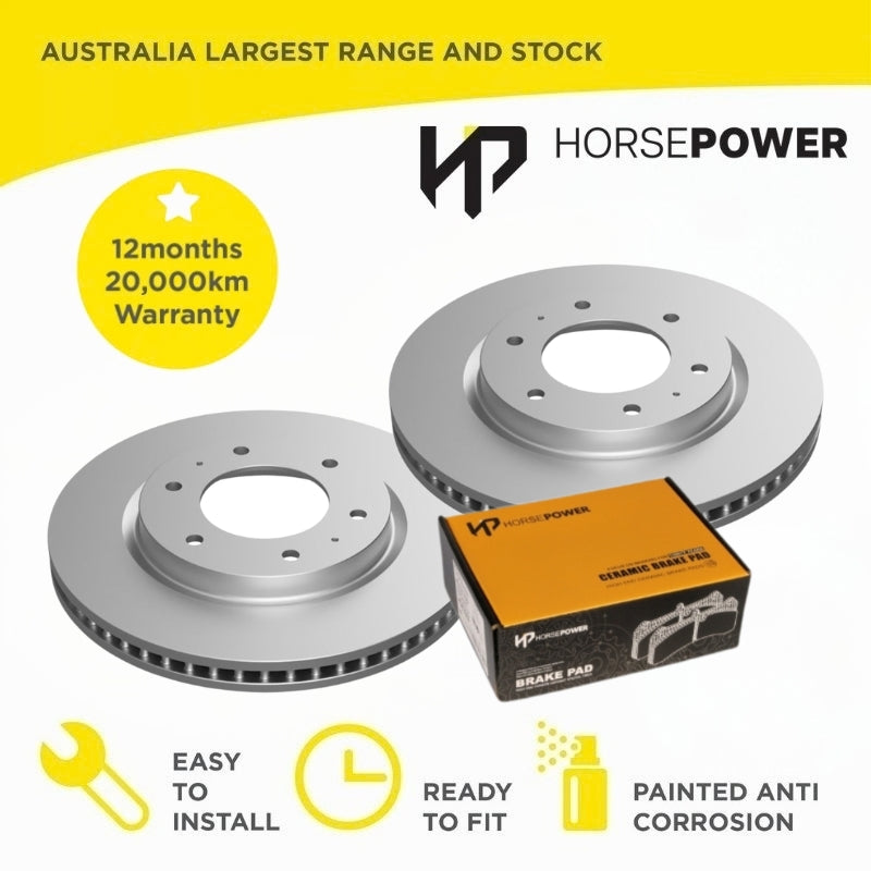 Front Disc Rotors and Brake Pads for Mitsubishi Triton KL1 2.4L 2018-2023 Twin Piston