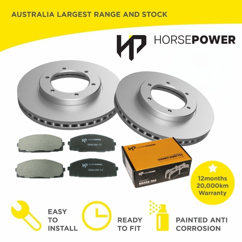 Front Disc Rotors and Brake Pads for Toyota Hiace KZH106 3.0L 08/1993-07/2004