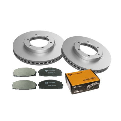 Front Disc Rotors and Brake Pads for Toyota Hiace KZH106 3.0L 08/1993-07/2004