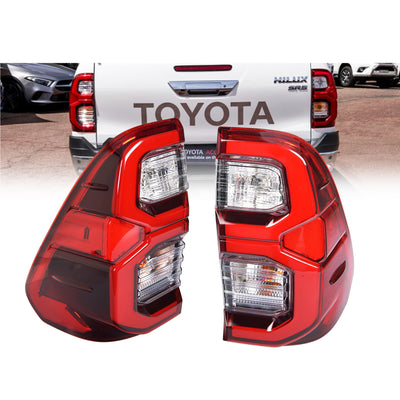UPGRADE Tinted LED Pair LH+RH Tail Lights Lamps For Toyota Hilux Ute 2015~2025