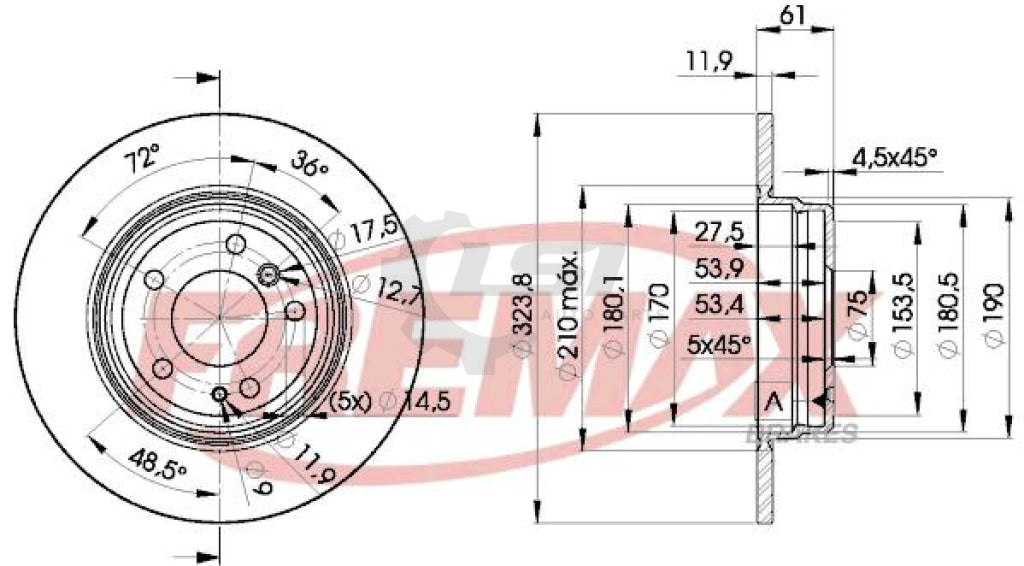 Fremax Carbon Rear Brake Disc Rotors For Bmw 730I 735I 740I E38 93-01