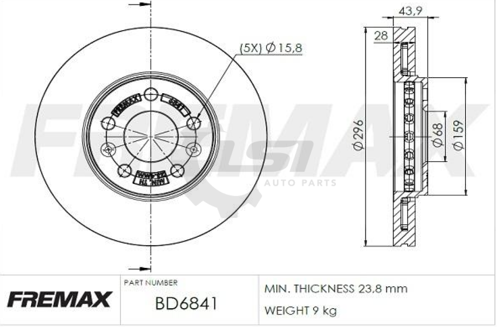 Fremax Front Brake Disc Rotors For Renault Trafic Lwb Swb X82 1.6 15-19
