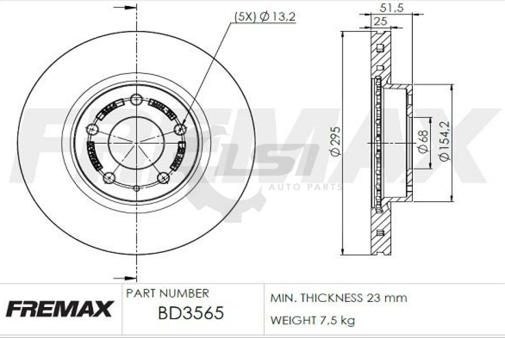 Fremax Front Brake Pads And Disc Rotor Set For Mazda 3 Bm 2.0 2.2 2014-2016 Kit