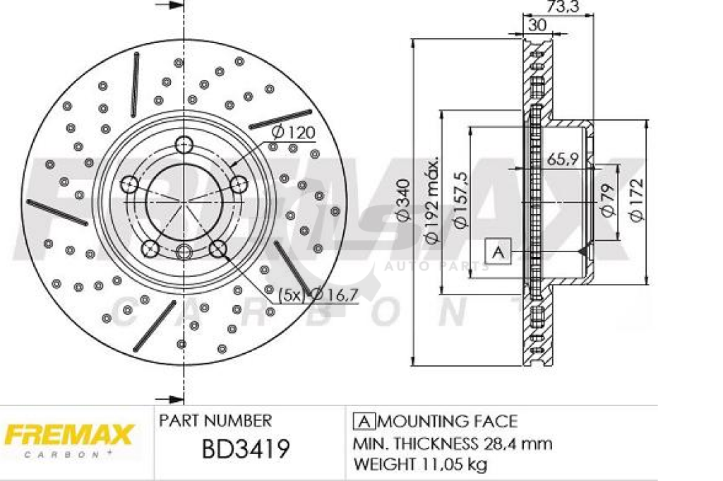 Fremax Front Disc Rotors And Brake Pads For Bmw F30 335I 2012-2018 340Mm Kit