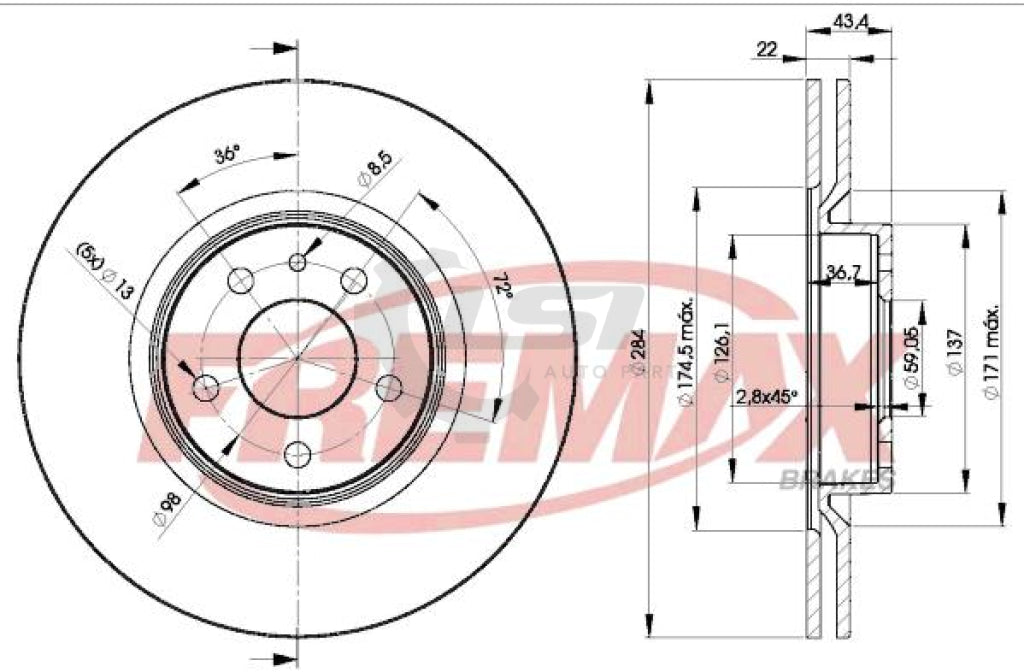 Fremax Front Disc Rotors For Alfa Romeo 147 1.6 1.9 2.0 01-11 Not Ducati Corse Brake