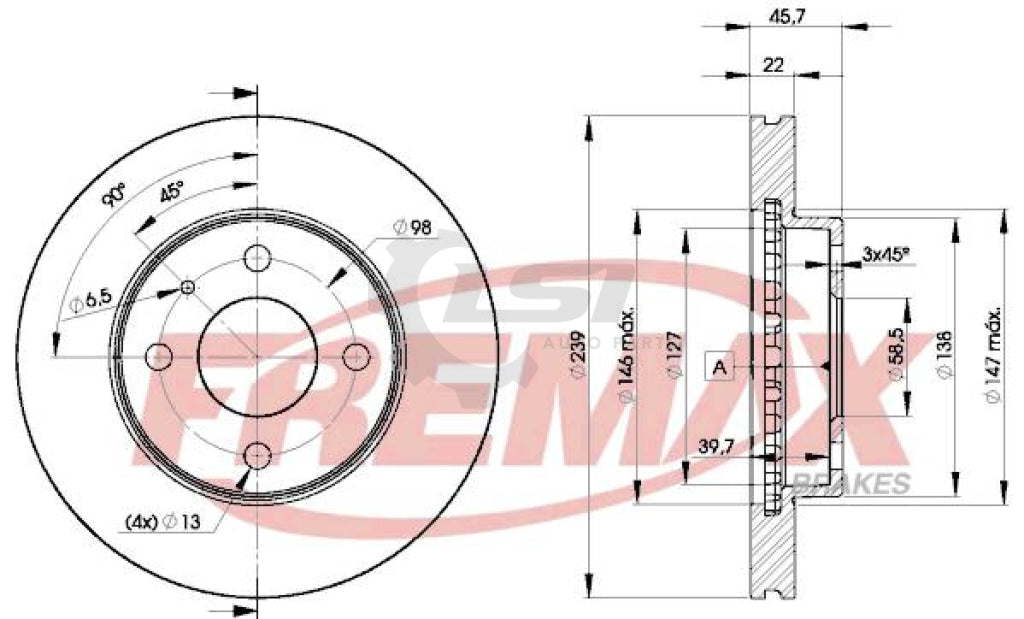 Fremax Front Disc Rotors For Alfa Romeo 33 1.7 88-92 Brake