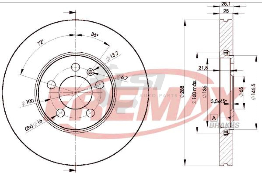 Fremax Front Disc Rotors For Audi A4 8D 2.4 97-00 Brake
