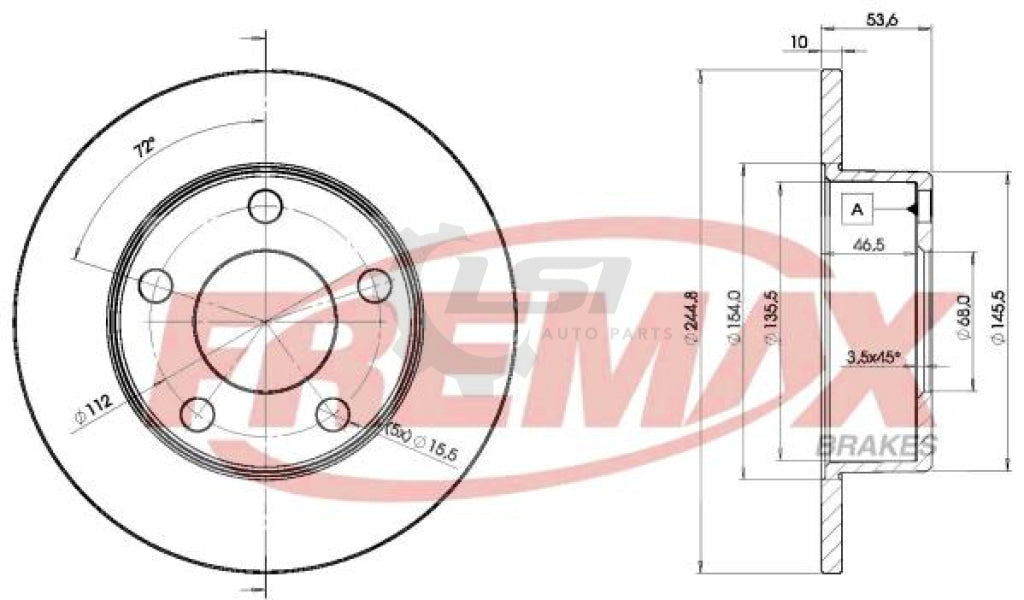 Fremax Front Disc Rotors For Audi A6 C5 2.4 2.5 2.7 2.8 3.0 4.2 97-04 245Mm Brake
